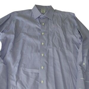 Brooks Brothers Regent Fit Dress Shirt Mens 17-33 Purple Check French Cuff